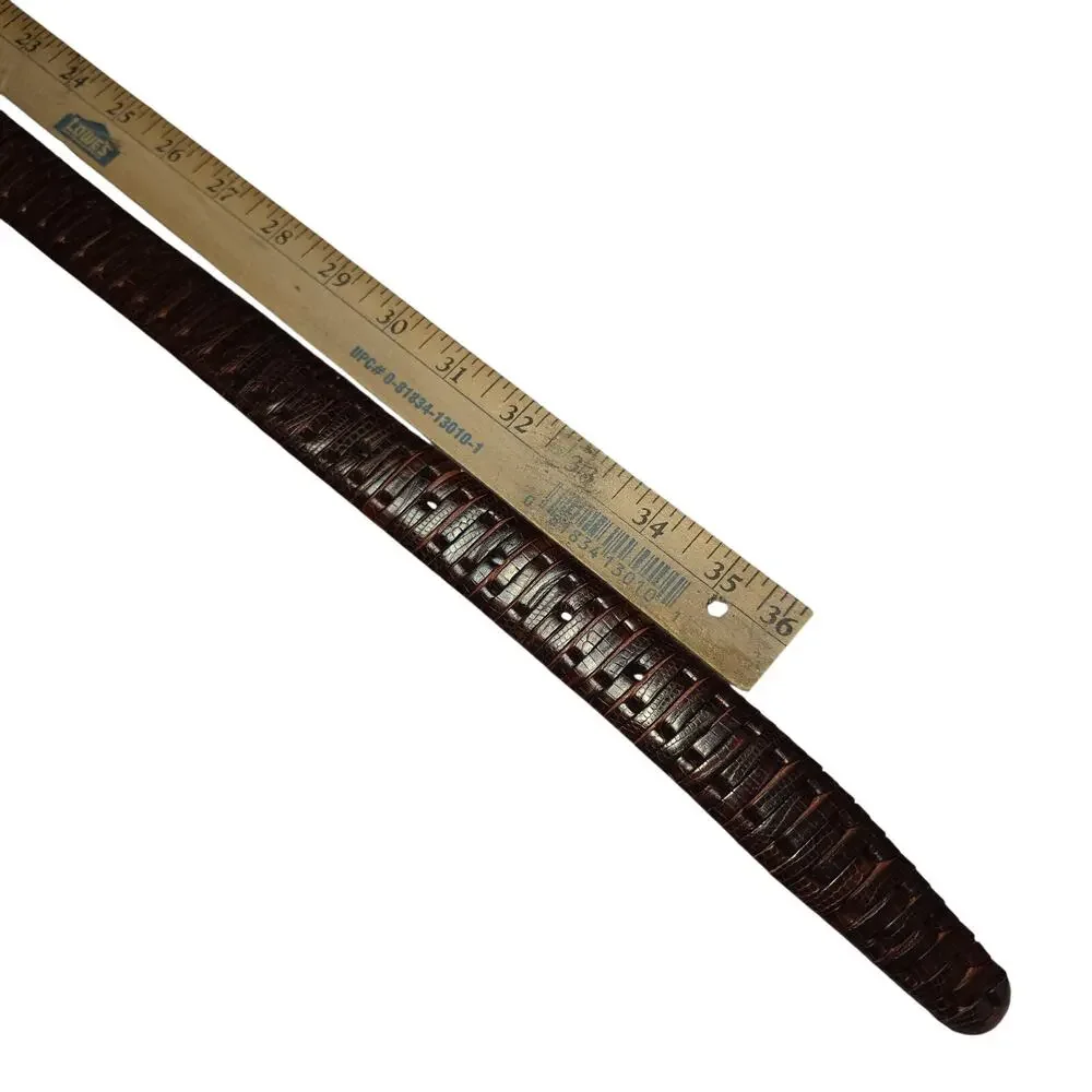 MENS ITALIAN CALF LEATHER BELT TAUPE BROWN 32/80 BRAID WEAVE 1.25 in wide